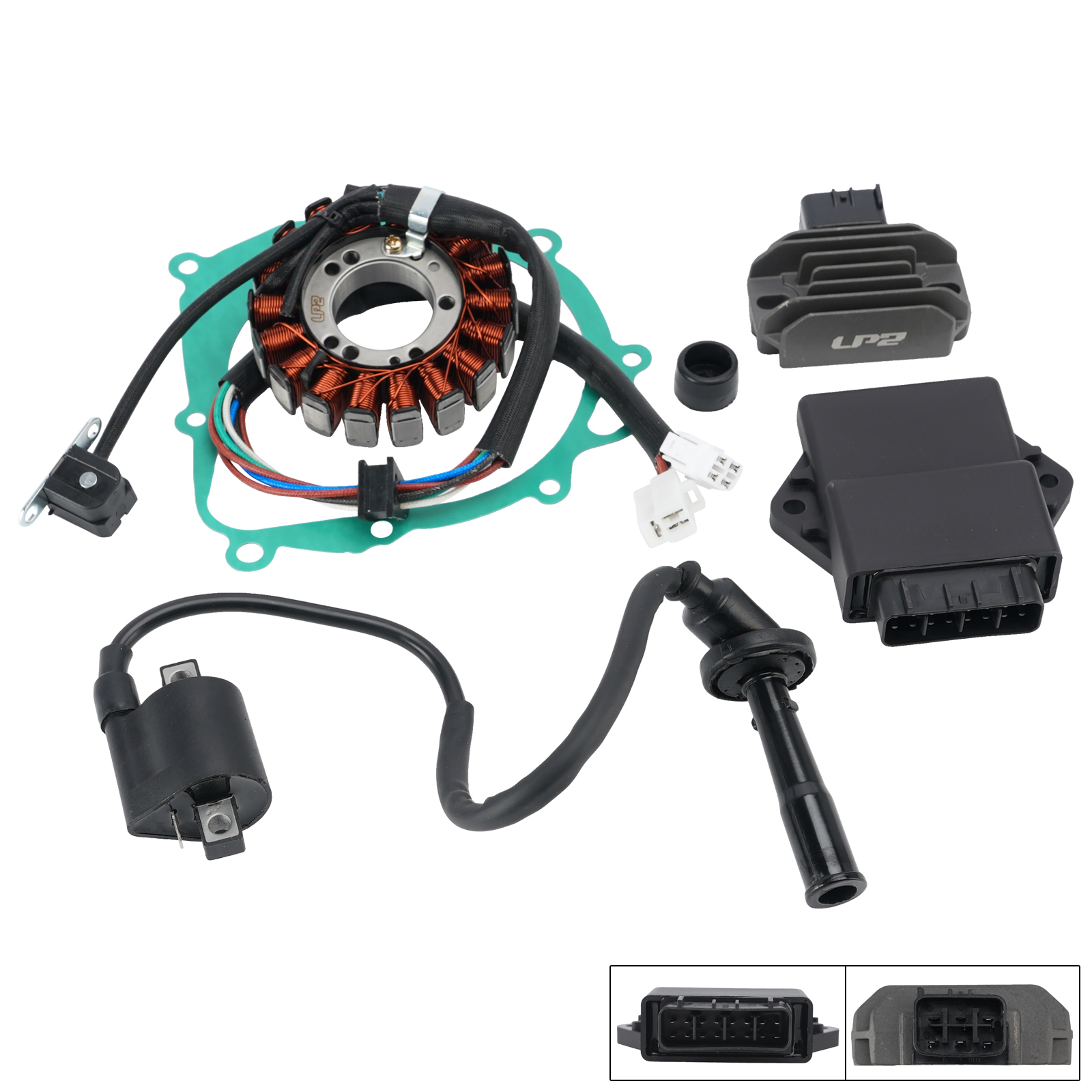 適用於鈴木 LT-Z 400 QuadSport 400 2003-2008 的定子、穩壓器、CDI 點火器、點火線圈和墊片套裝
