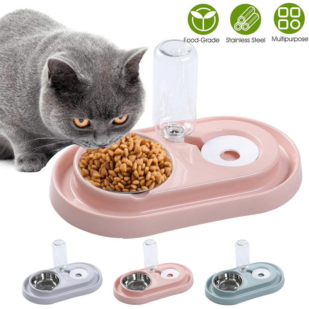 Automatic Pet Food Drink Water Dispenser Dog Cat Feeder Water