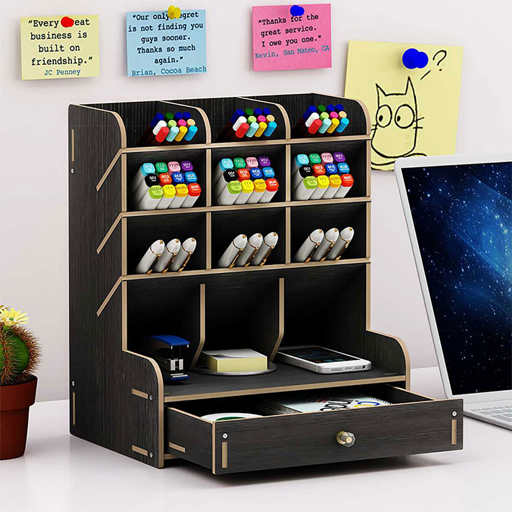 Office School Desk Organizer Desktop Pen Pencil Storage Box Holder