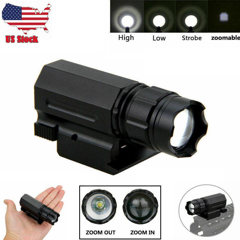 3Modes 3000LM Gun Pistol Light Tactical LED Flashlight Zoomable Rail Mount USA eBay