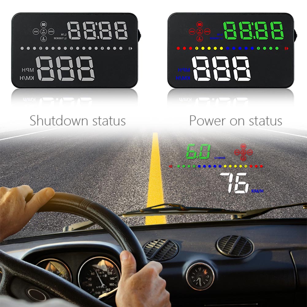 1PC Car HUD Head Up Display OBD2 5.5/" Speedometer Projector Speed Warning Alarm