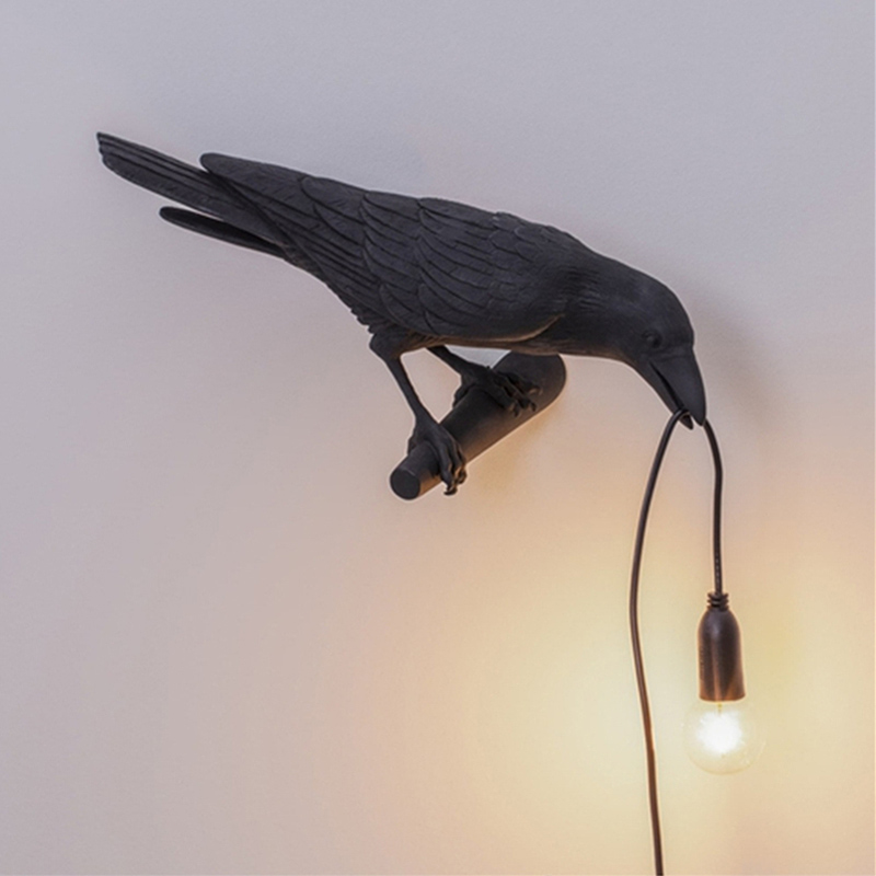 USB LED Bird Table Lamp Seletti Resin Crow Light Bedroom Desk Wall