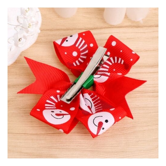 12Pcs Christmas Bowknot Hairpin Hair Bow Clips Barrette For Kids Baby Girls