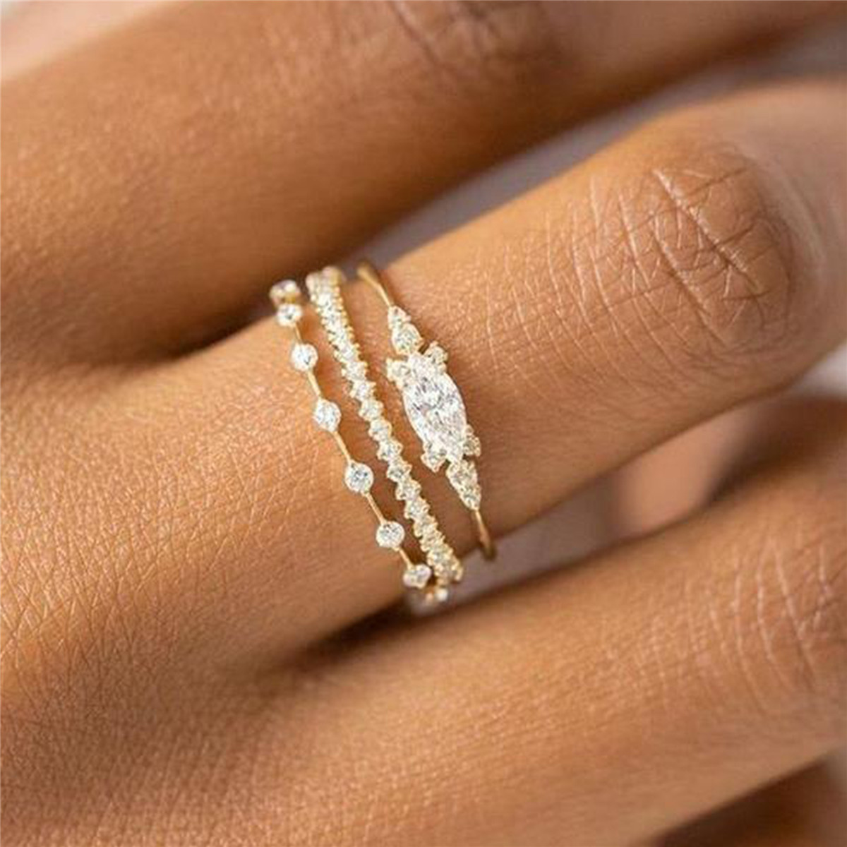 Punk Gold Wide Chain Rings Set Fashion Irregular Finger Thin Rings Gift -  China Rings and Jewelry price