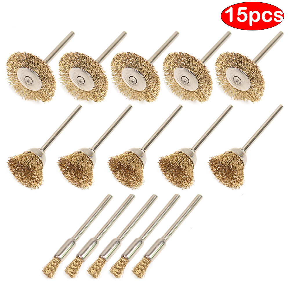 15pcs Brass Wire Wheel Brush for Die Dremel Grinder Rotary Tool Dremel