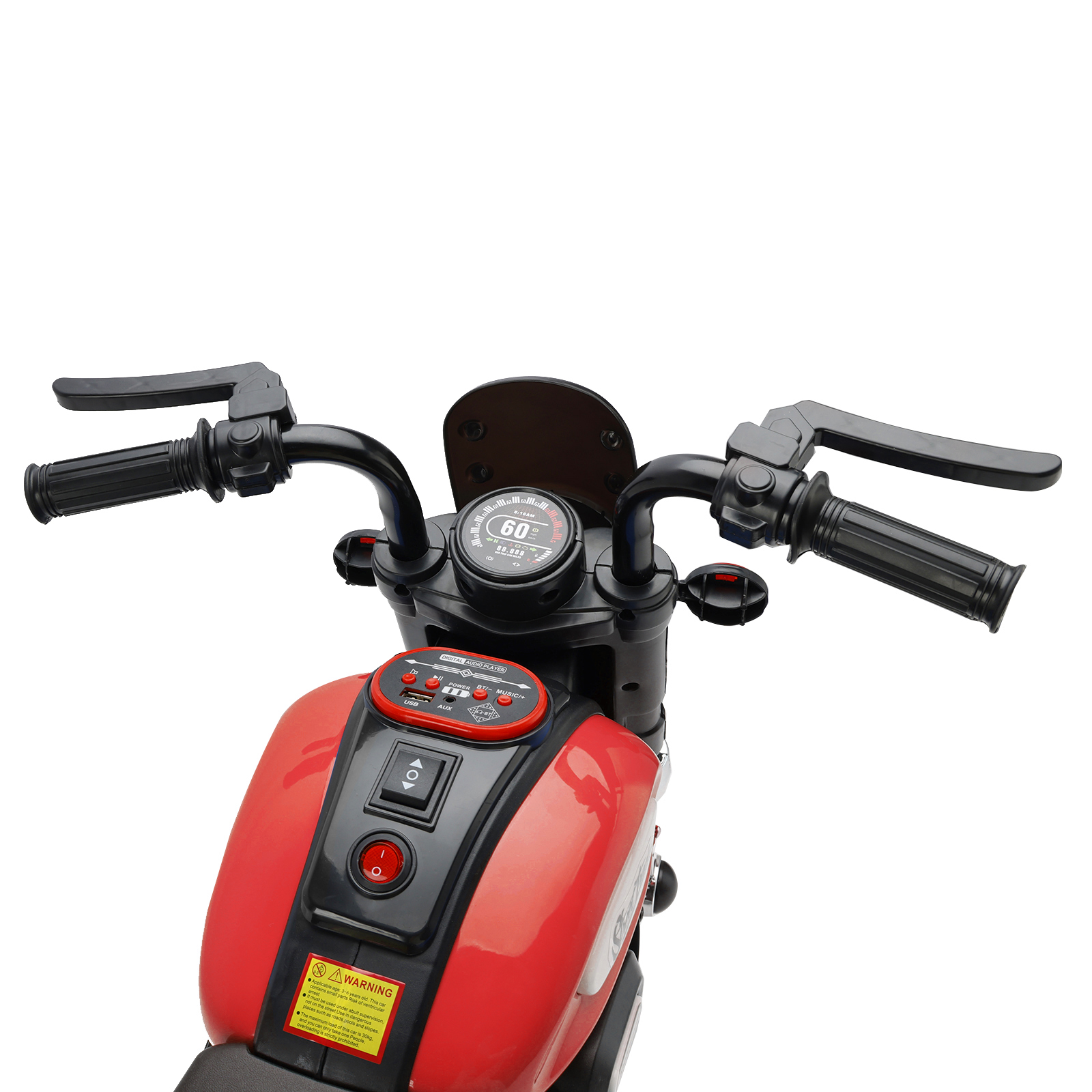 3 Wheel Kids Ride On Motorcycle Red Front View
