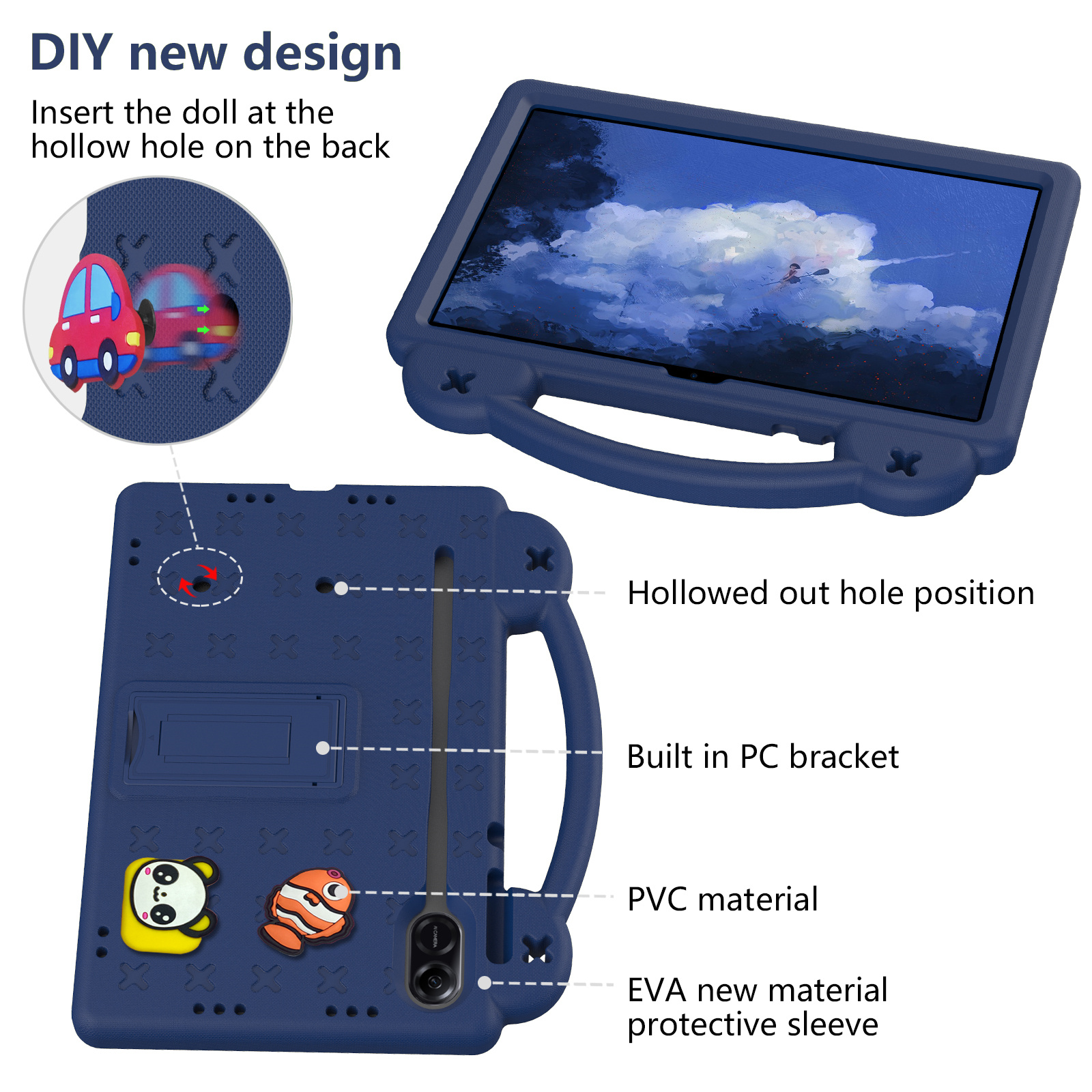 Kids Handle Stand Cover Case For Huawei Honor Pad X9 11.5 2023 Tablet Case For Honor X9 11.5 INCH Anti Falling Dirt Resistant Friendly EVA Casing Tempered Glass Back Cover - | PH - View #3
