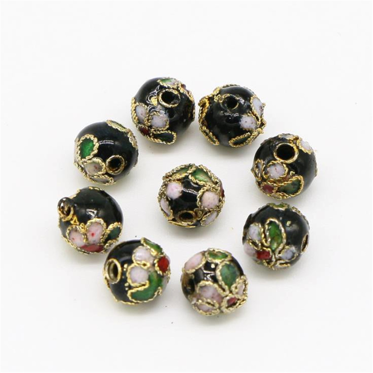 50PCS Handmade Cloisonne Beads Loose Beads Jewelry Making Round Mixed