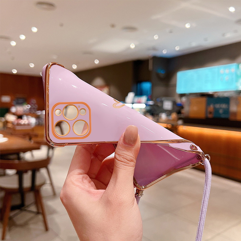 TACOMEGE Handy-Haltegurt Aus Metall – Herz-Design, Kompatibel Mit IPhone & Samsung, Gold