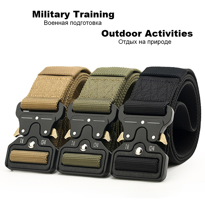 Quick Release Work Belt Tactical Black Mens Army Nylon Metal Buckle ...