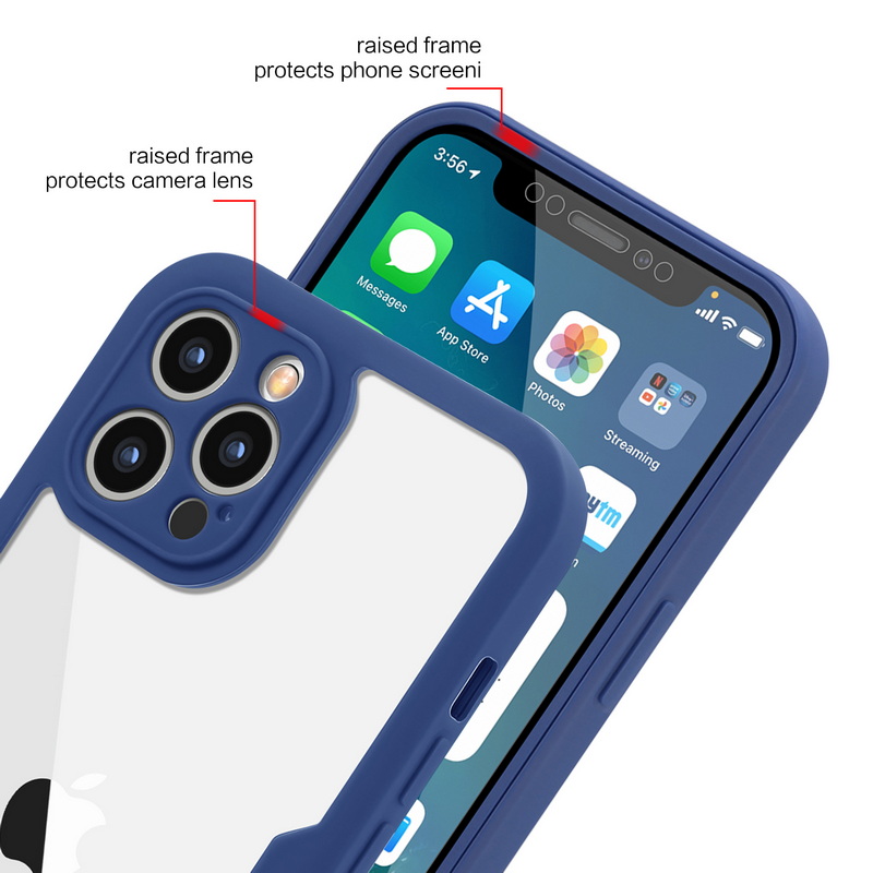 Coque Contour Silicone et Plastique Housse Etui Protection Integrale 360  Degres pour Apple iPhone 13 Pro Max Bleu Ciel