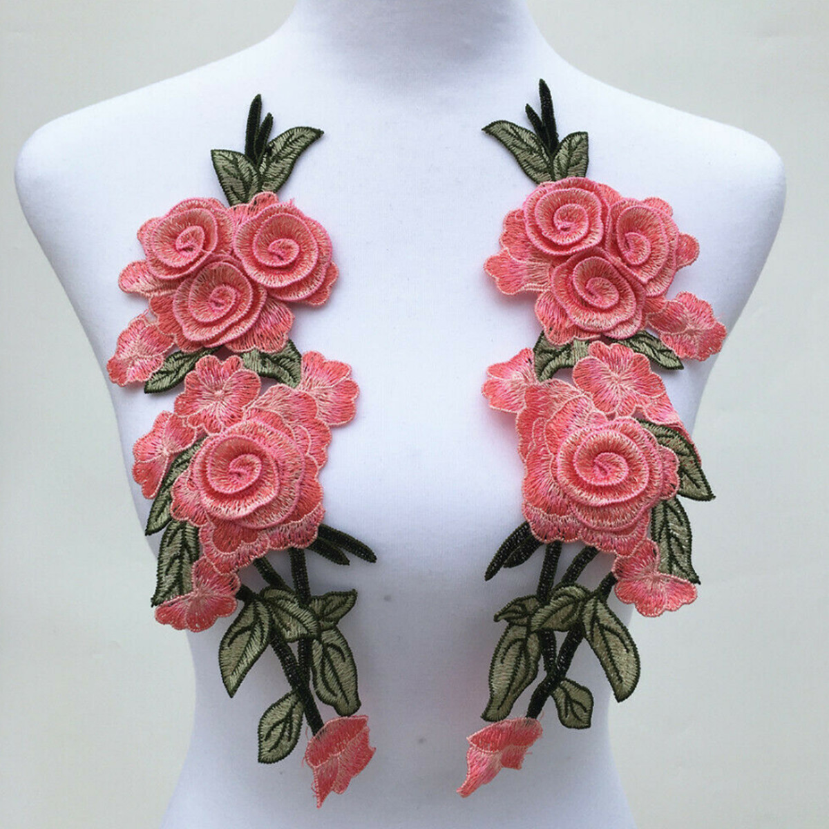 1 Pair Rose Flower Embroidery Sew On Patch Cloth Floral Collar Garment Applique 884885368819 Ebay 9736