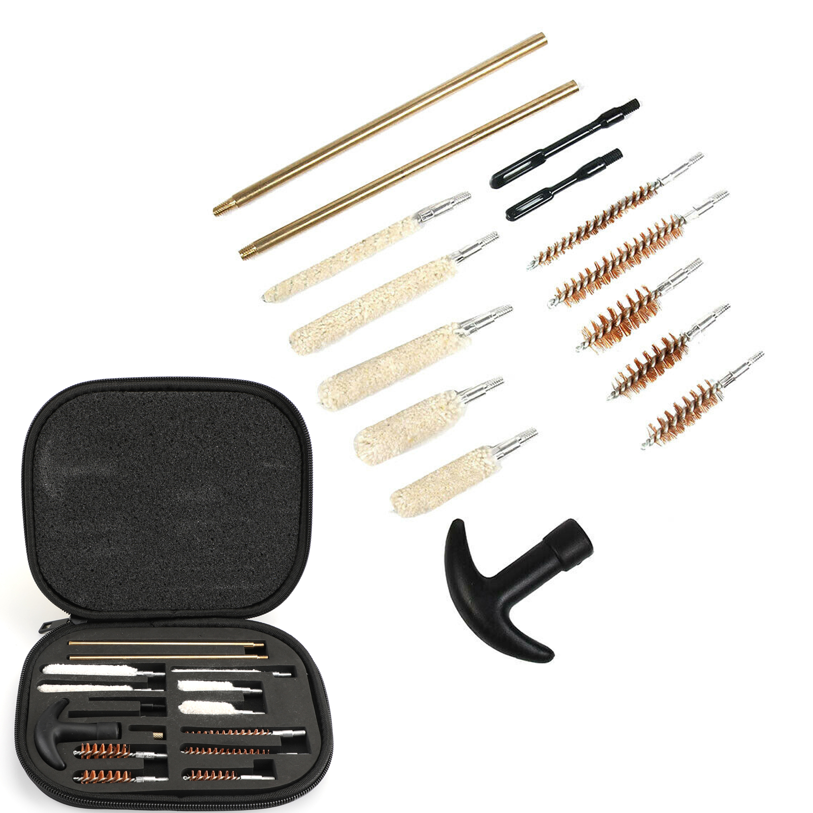 16pcs Universal Gun Cleaning Kit for .22 38 40 44 45 357 cal 9mm Hand