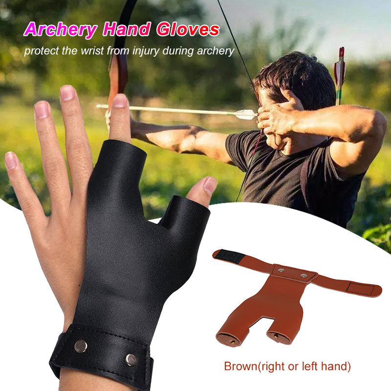 Archery Finger Guard Leather Hand Glove Protector Gear For Recurve Bow Hunting *