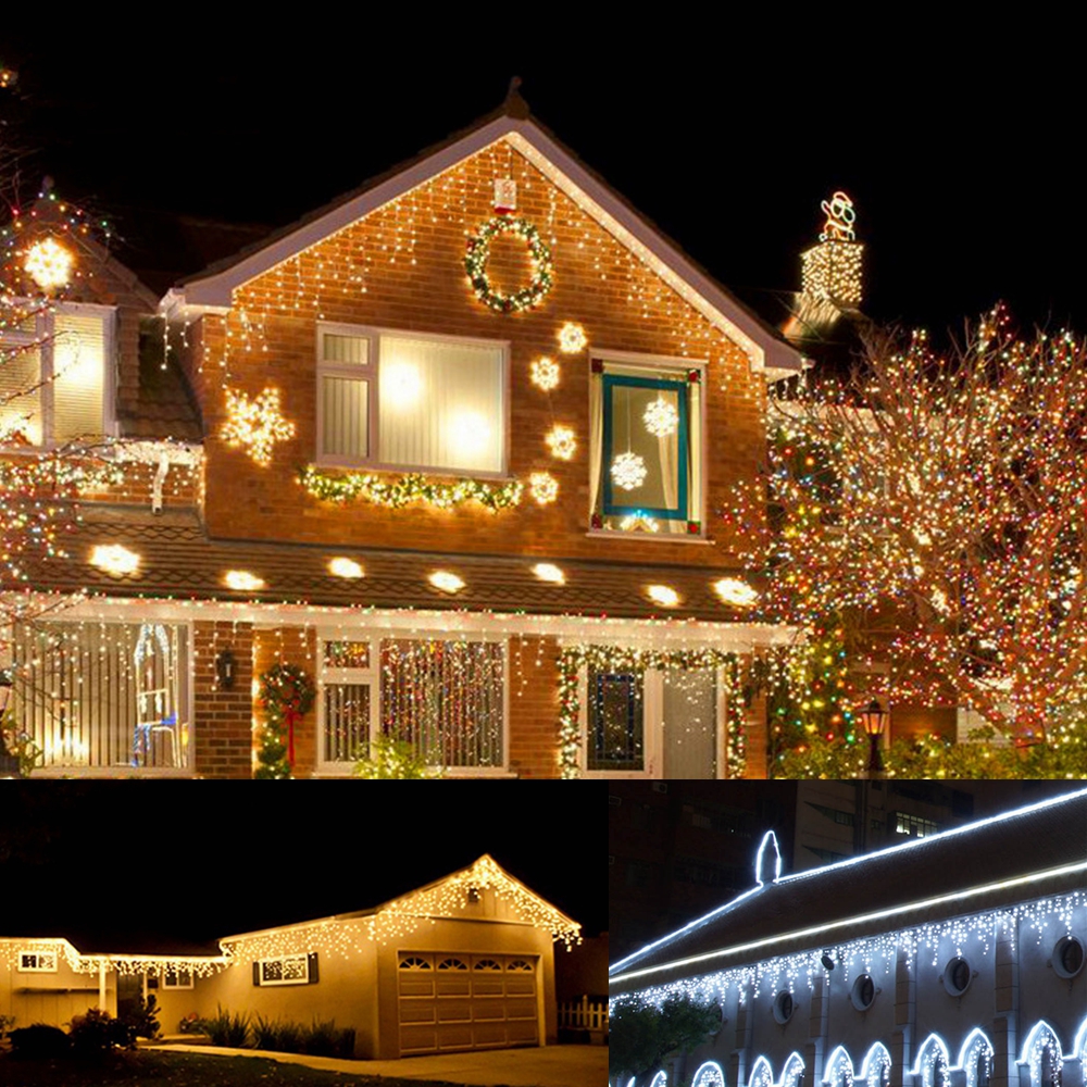 LED Snowflake Fairy String Curtain Window Lights Twinkle Christmas