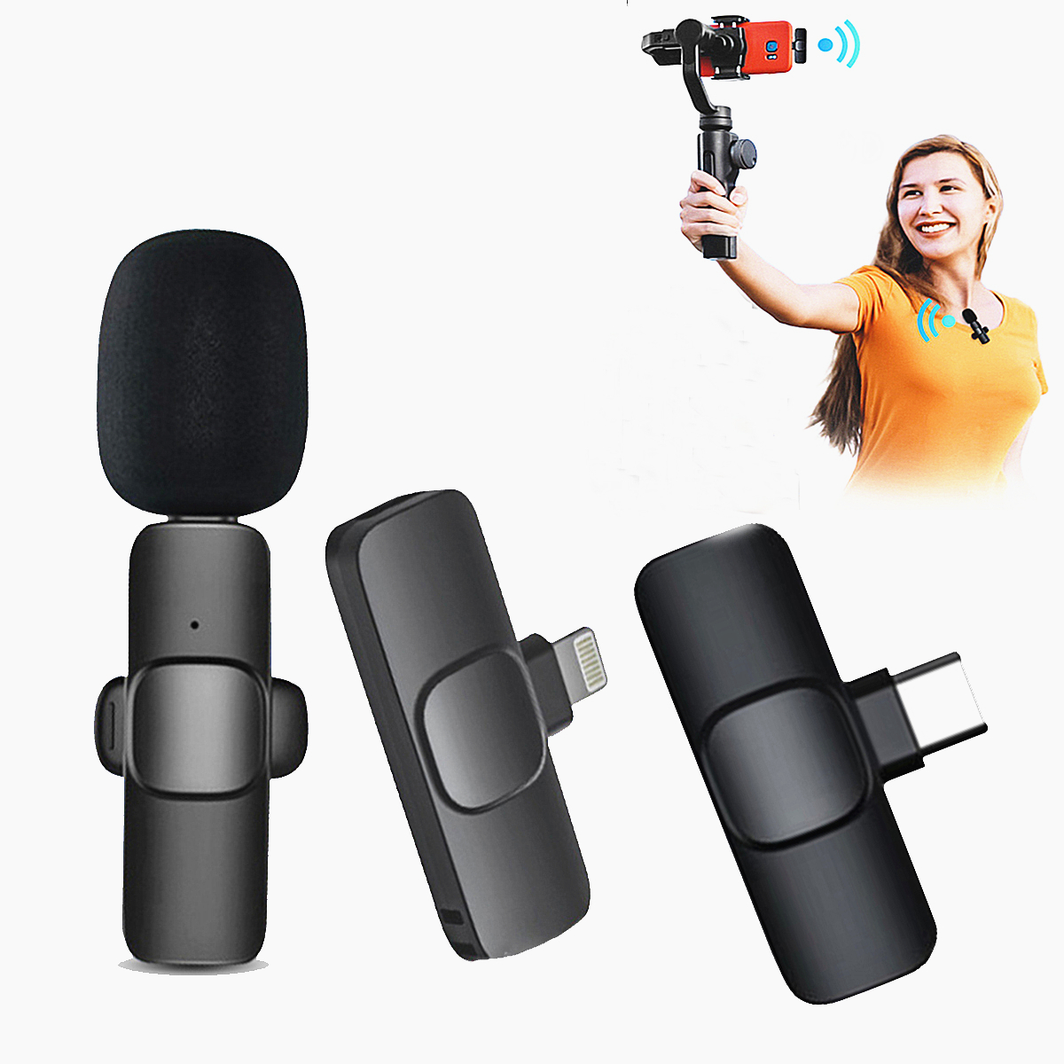 Wireless Lavalier Microphone Audio Video Recording Mini Mic For