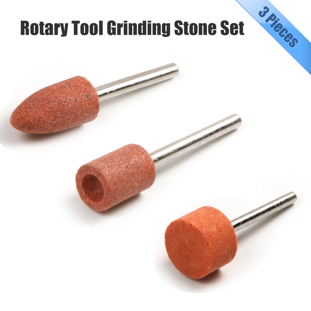 ABRASIVE 3PCS GRINDING STONES BURRS 1//8 SHANK POLISHING STONE FOR ROTARY TOOL