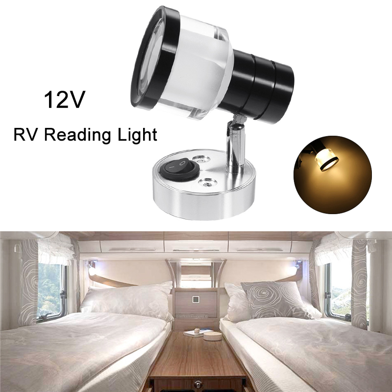12V Flexible LED Spot Reading Light RV Caravan Van Camper Boat Wall Bedside Lamp