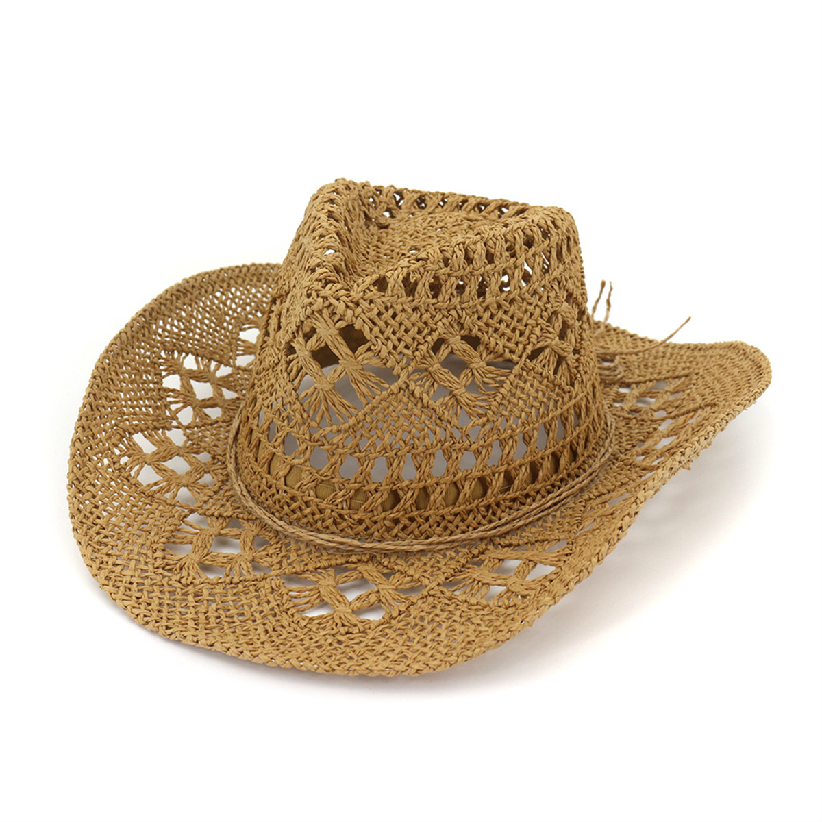 Hand-Woven Straw Hat Summer Outdoor Men Women Western Cowboy