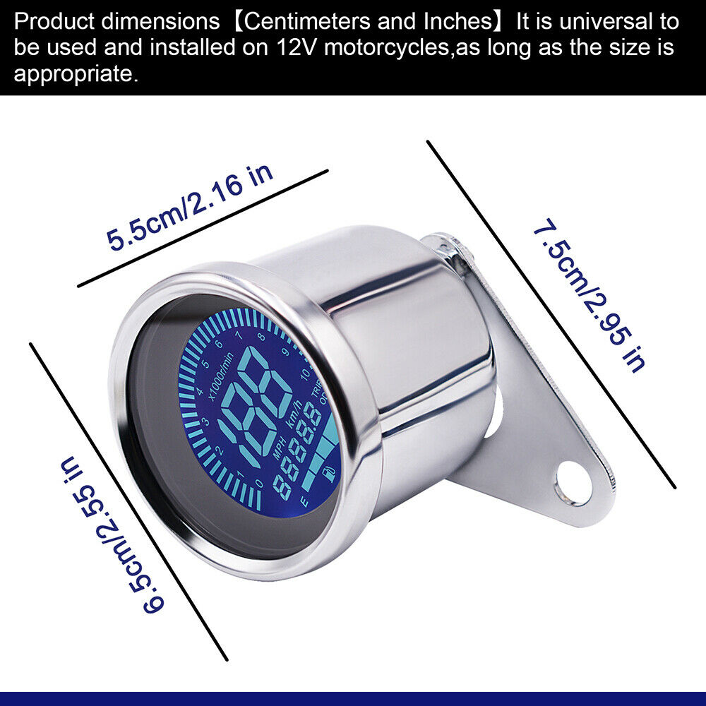 Speedometer Universal Fuel Gauge Odometer Lcd Digital Led Motorcycle Tachometer