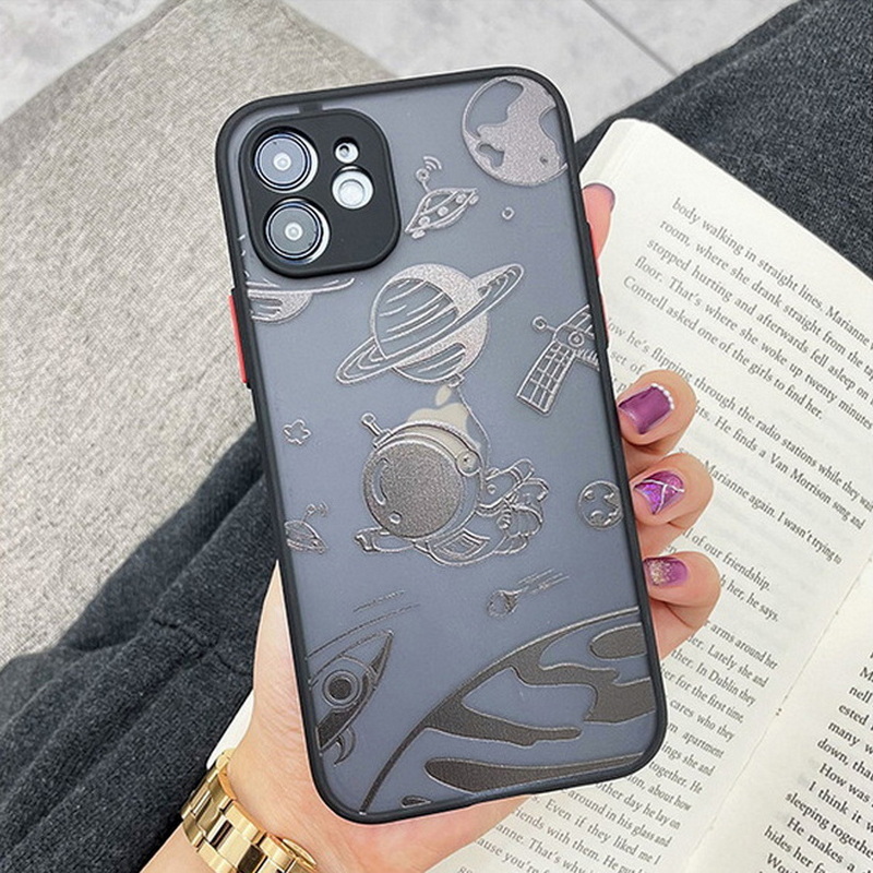 SRPHUAV Cute Astronaut Phone Case for iPhone 13 Case for Boys Girls,Cool Cartoon Rocket Design Luxury Aesthetic Shockproof Pattern Camera Protection Cover Compatible with iPhone 13 Cases