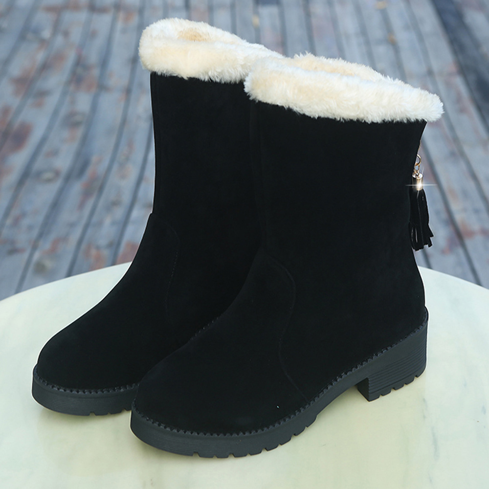 US Womens Snow Boots Zipper Slip On Winter Warm Fur Lined Ankle Boots ...