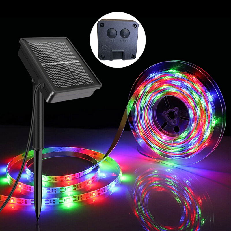 3m Solar LED Strip Streifen RGB 90LEDS Lichtband 2835SMD