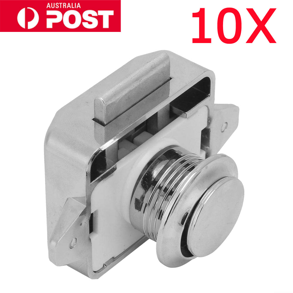 10x Button Push Drawer Cupboard Door Catch Lock Rv Caravan Cabinet