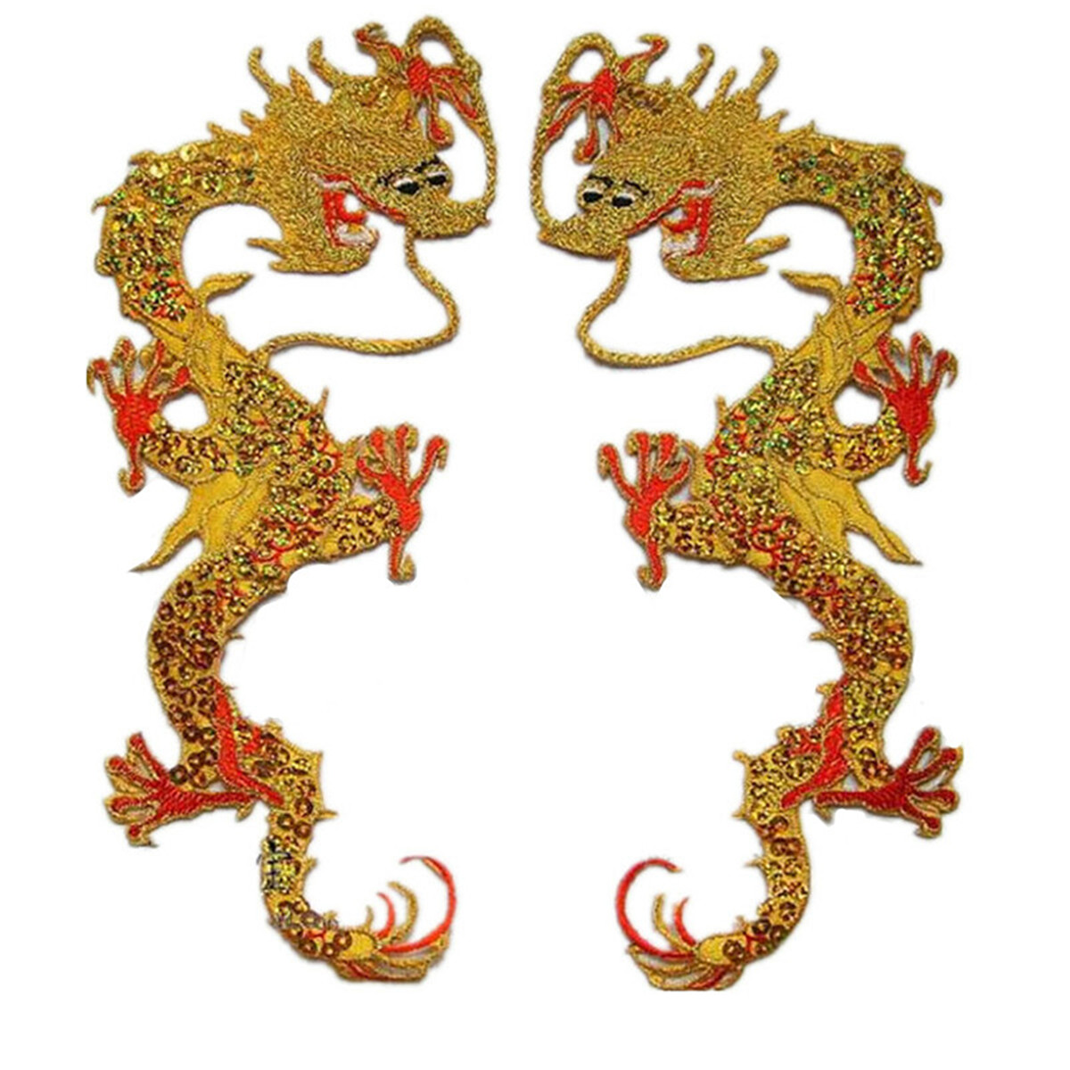 Classical Chinese Dragon Embroidered Patches Sequin Embroidery Sew ...