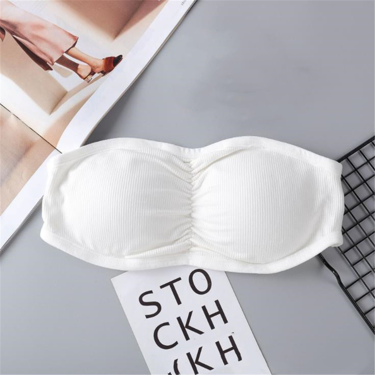 Women Basic Stretch Seamless Strapless Bandeau Tube Top Bra Padded Underwear | eBay