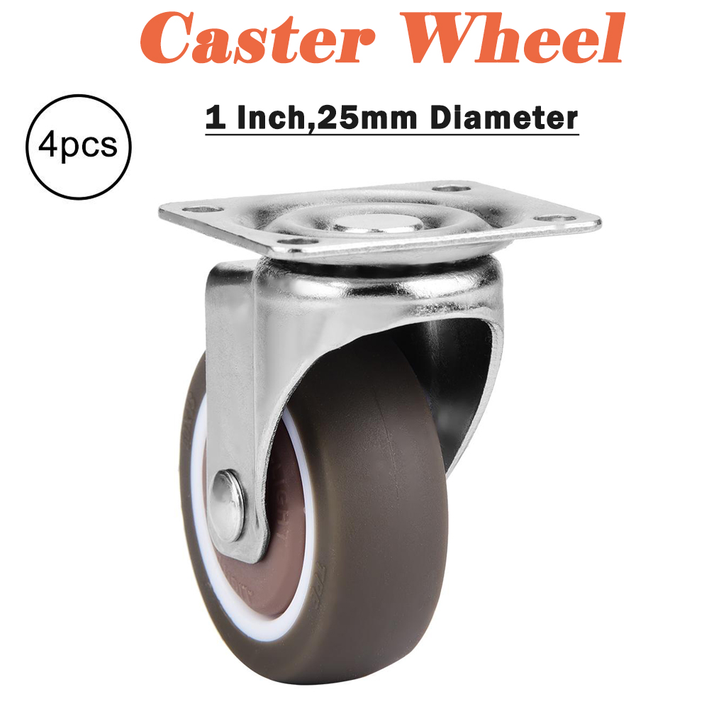 4 x 25mm Rubber Swivel Castor Wheels Trolley Furniture Casters Brake Table DIY 