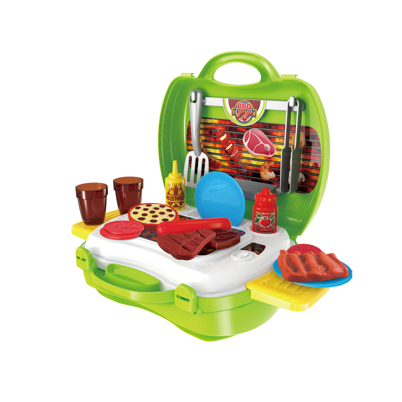Pretend Play Kitchen Set Toys Bbq Grill For Kid Toddler Children Food