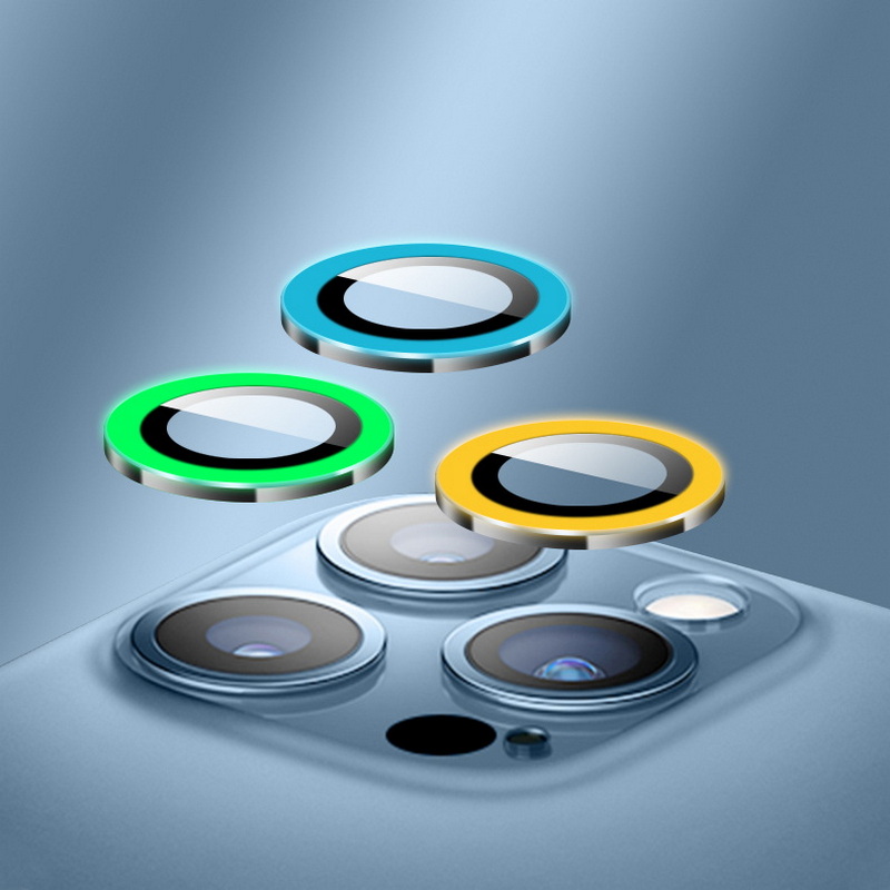 Luminous Tempered Glass Camera Lens Protector Film For IPhone 13/14/12/11 Pro Max – Multi-Color Glossy