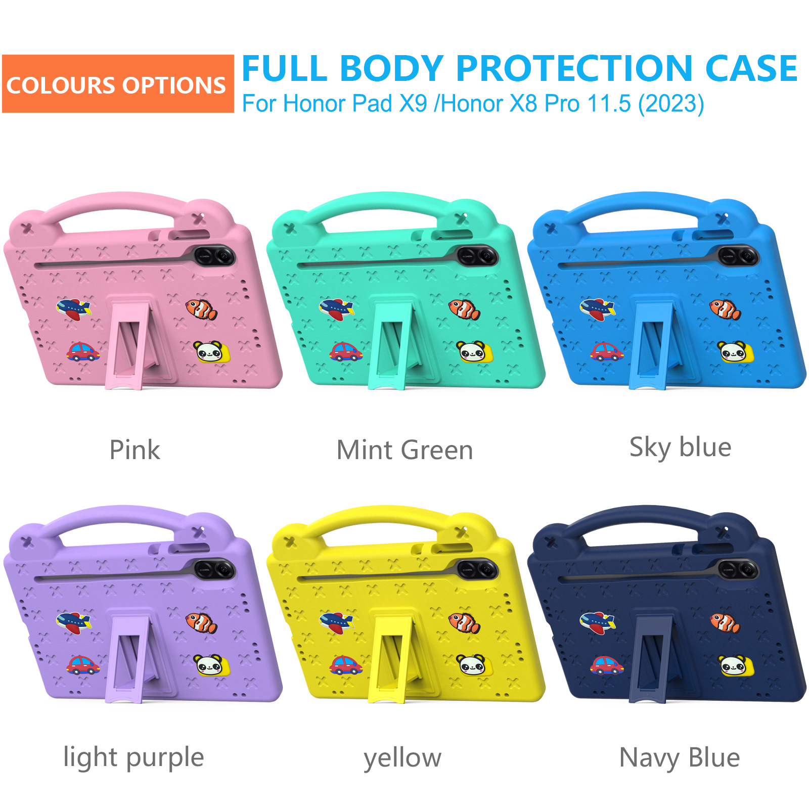 Kids Handle Stand Cover Case For Huawei Honor Pad X9 11.5 2023 Tablet Case For Honor X9 11.5 INCH Anti Falling Dirt Resistant Friendly EVA Casing Tempered Glass Back Cover - | PH - View #2