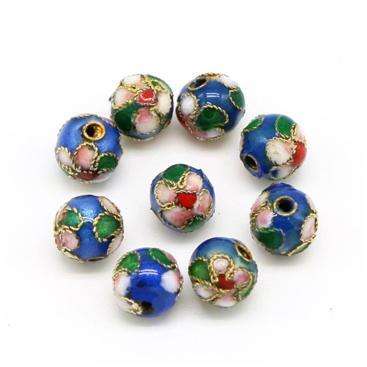 50PCS Handmade Cloisonne Beads Loose Beads Jewelry Making Round Mixed 