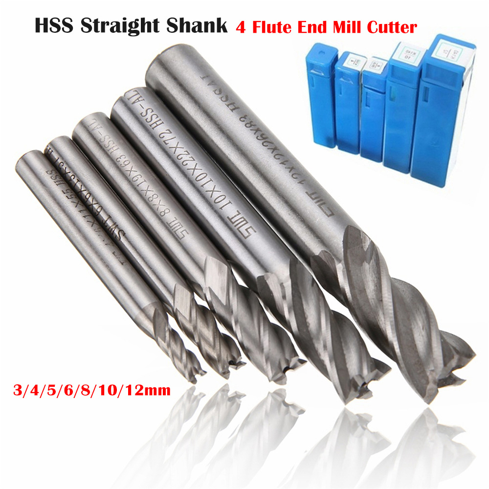 12mm 4 Flute HSS /& Aluminum End Mill Cutter Extra Long Straight Shank Cutting
