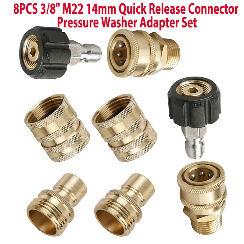 8pcs Pressure Washer Hose Connector M22 14mm Swivel To 38 Quick Connect Ebay 2741