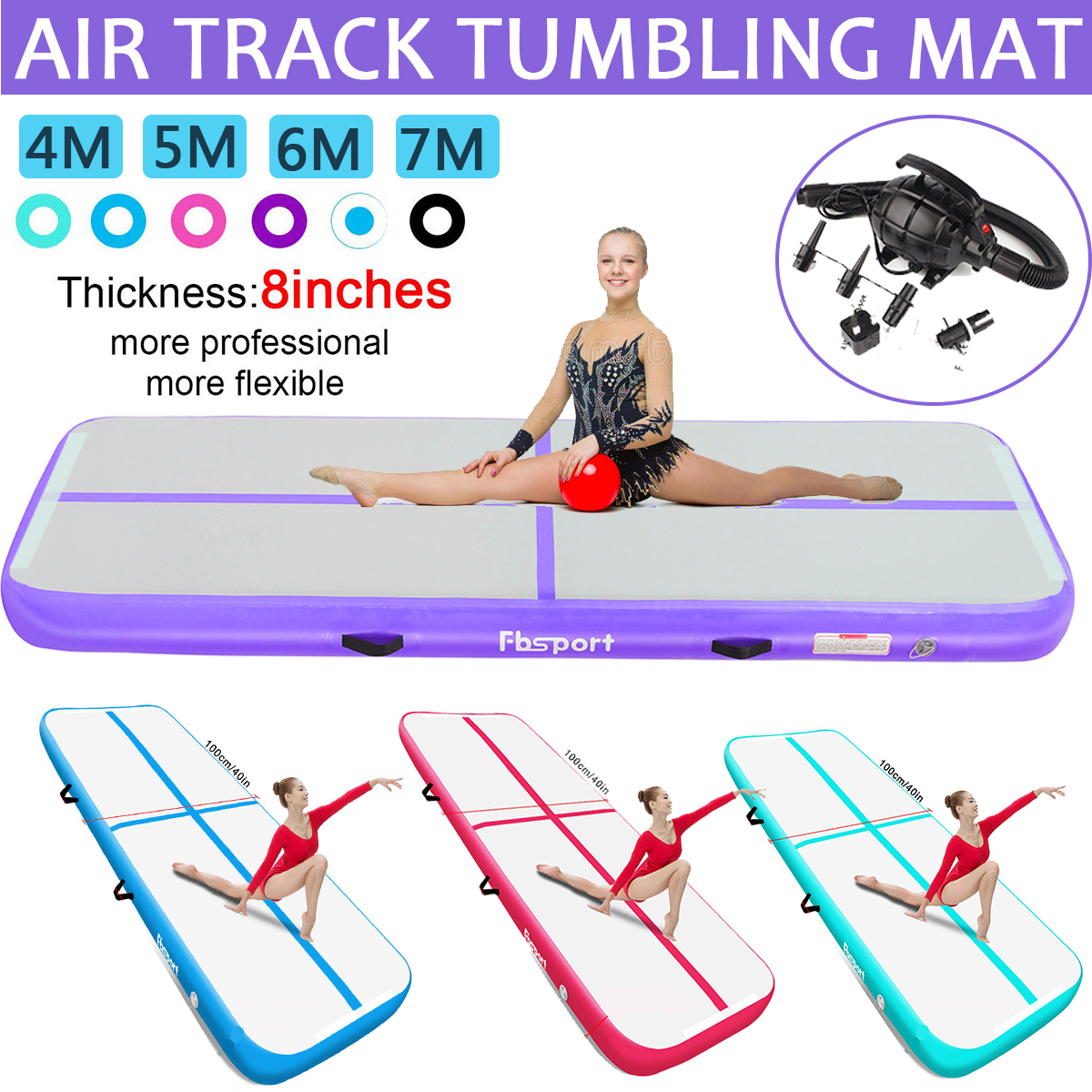 5m 6m 20cm Dick Air Track Gymnastikmatte Airtrack Matte Turnmatte Mit