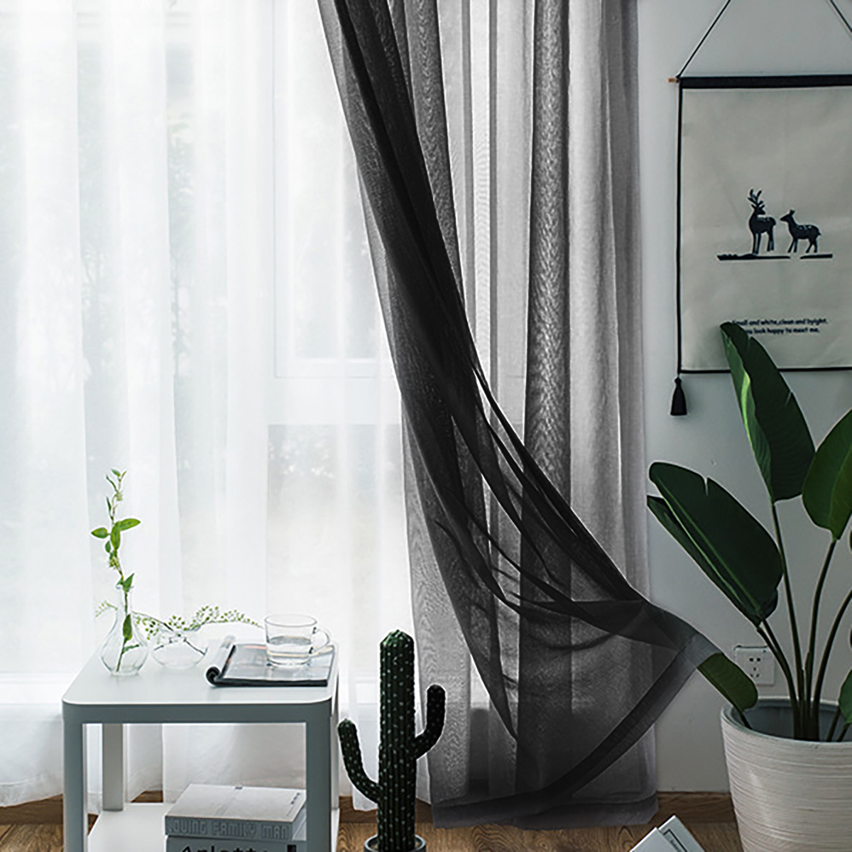 Fenster Gardinen Vorhang Universalband Langstore Voile Transparent | eBay