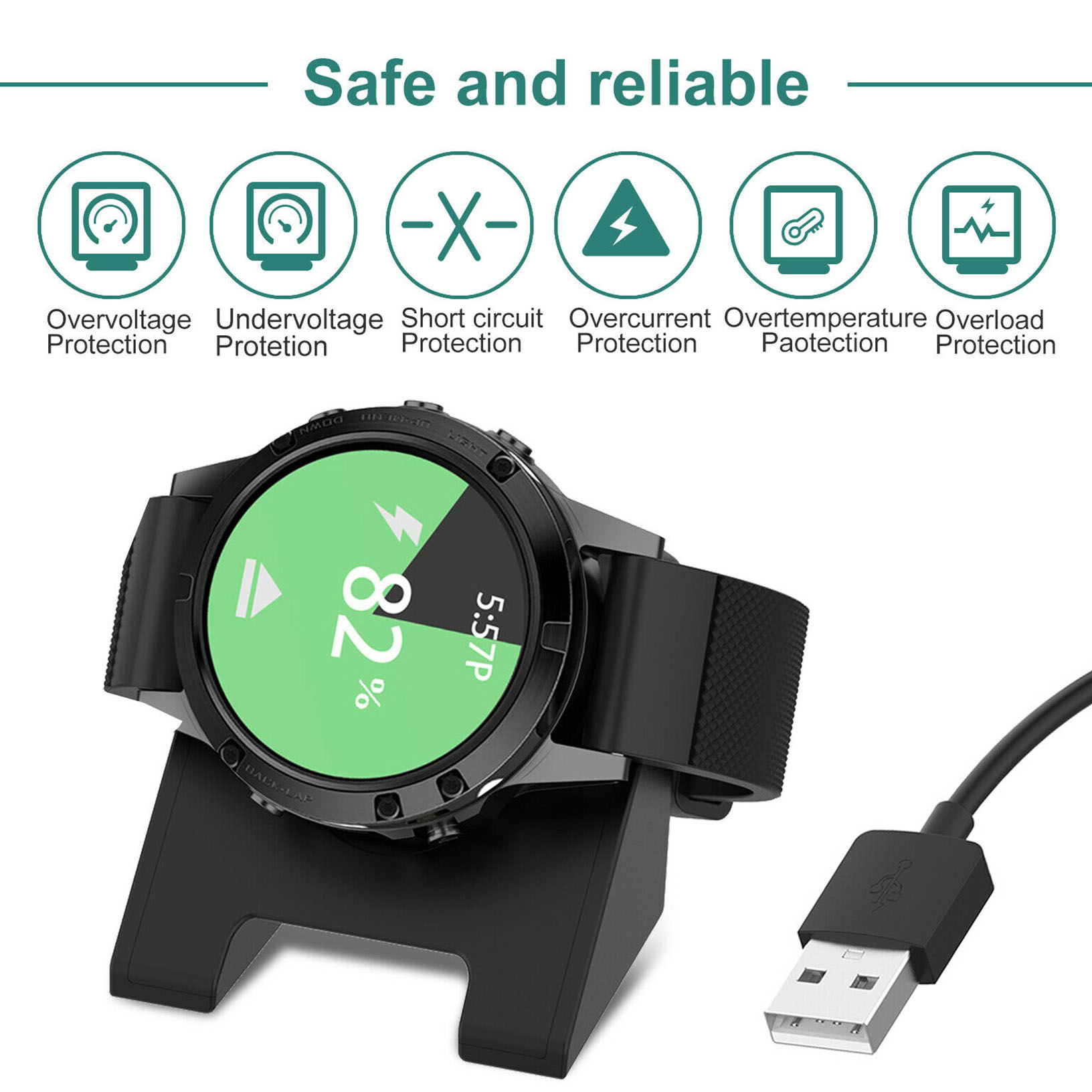 For Garmin Fenix 5 5S 5X Plus Watch USB Charging Data Cradle Dock Cable ...