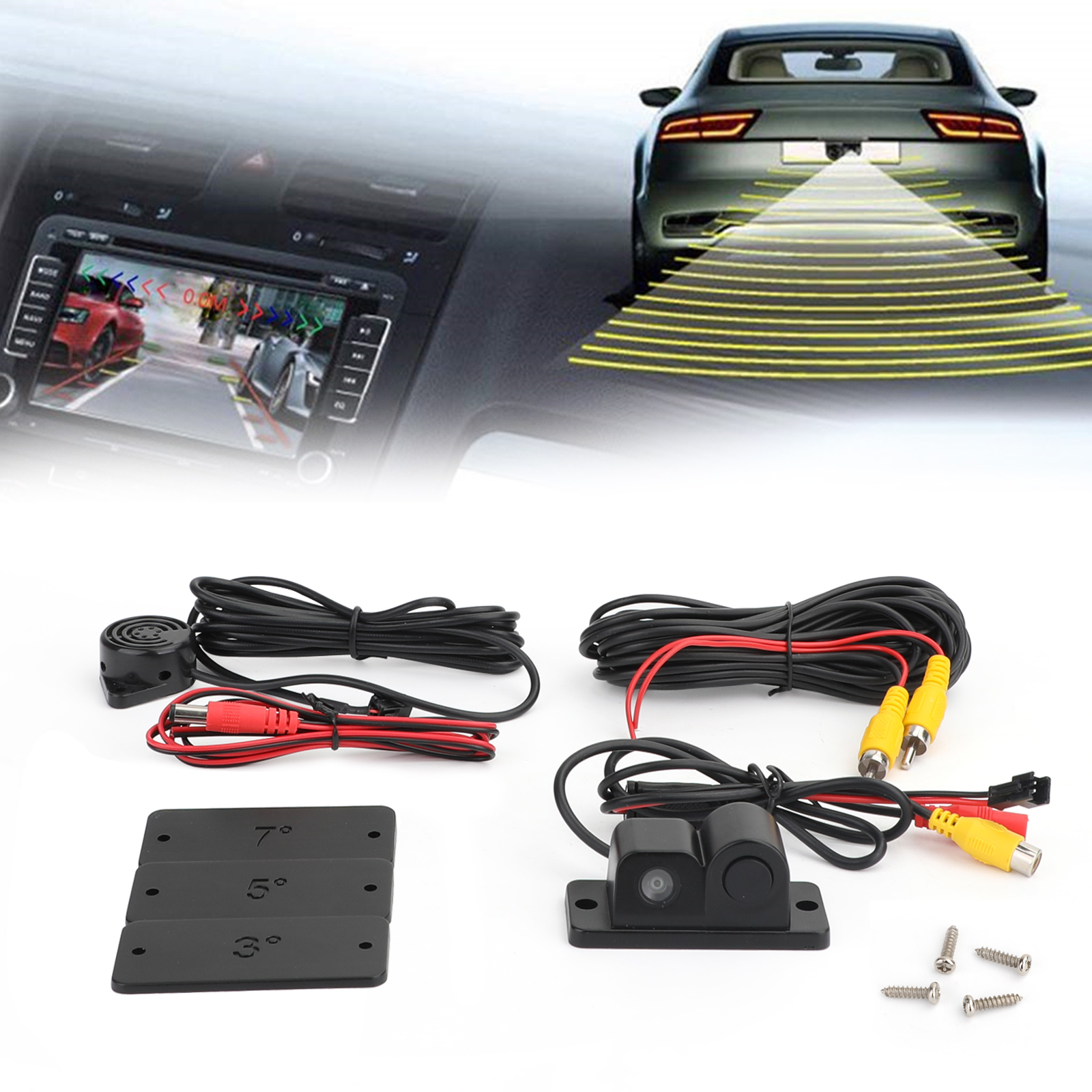 Car Rear View Camera + Sound Alarm + Sensor Radar 3 in 1 Car Park
