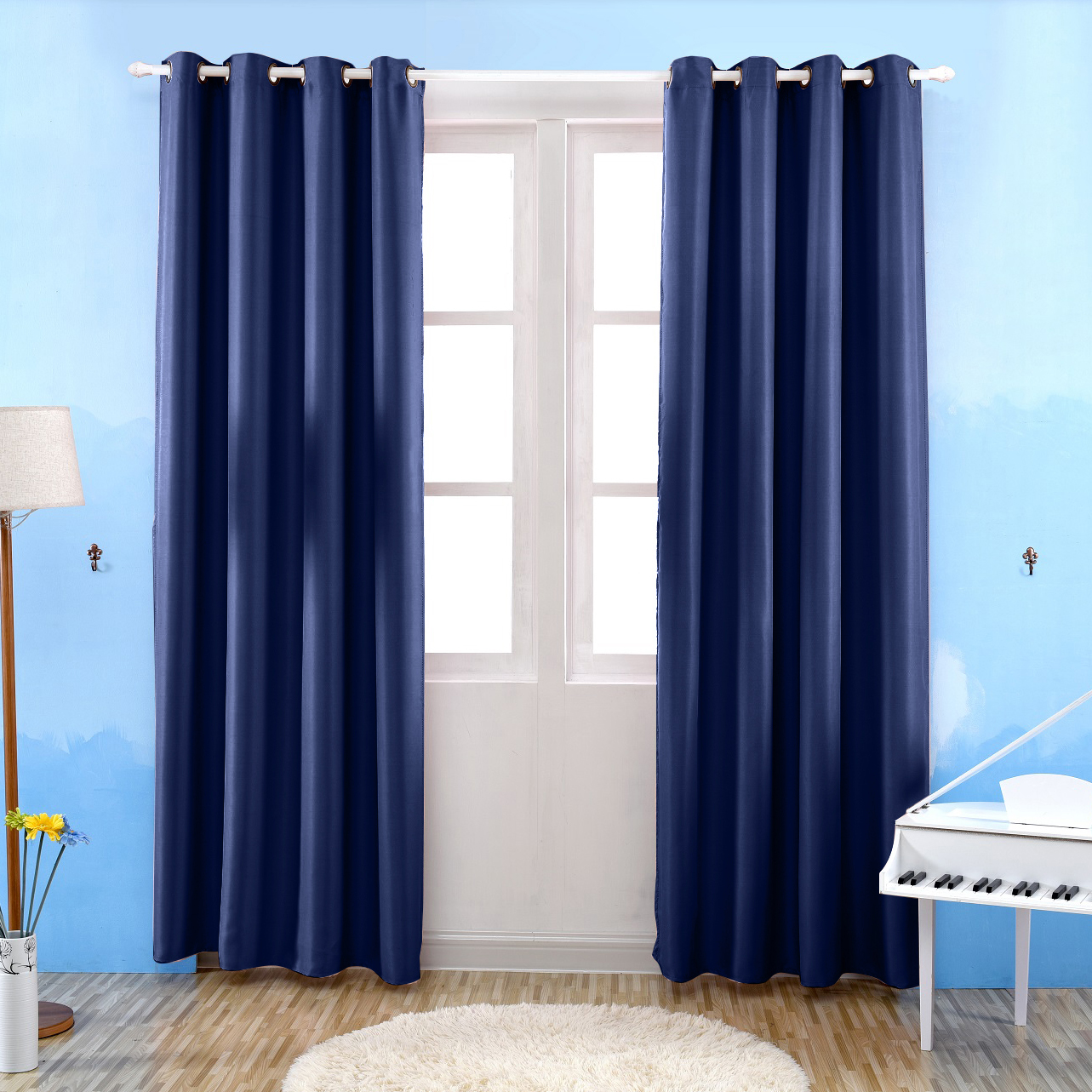 Window Eyelet Curtain 2 4 Panel Blackout Solid Curtain Living Room