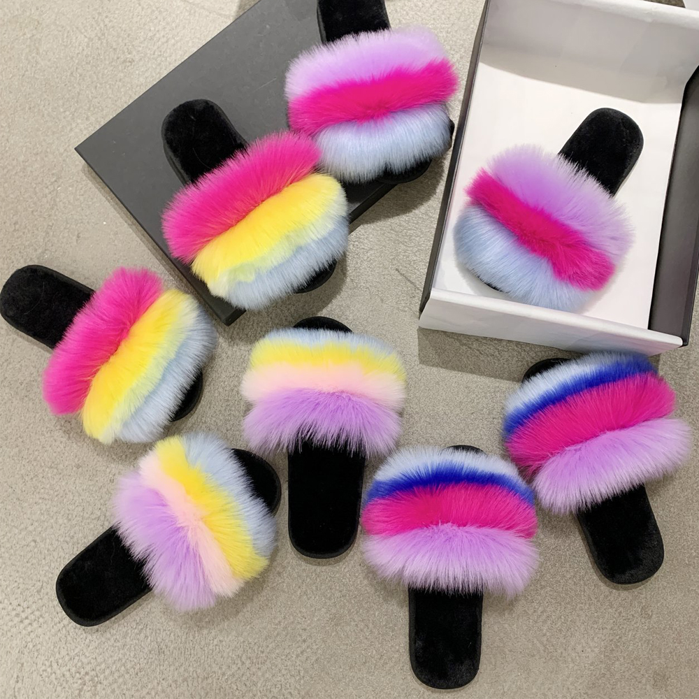 rainbow glitter slippers