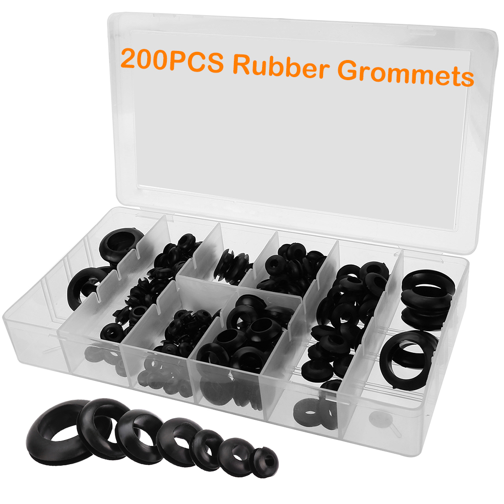 180//200pc Rubber Grommets Assortment Set Open Blanking Hole Wiring Cable Gasket