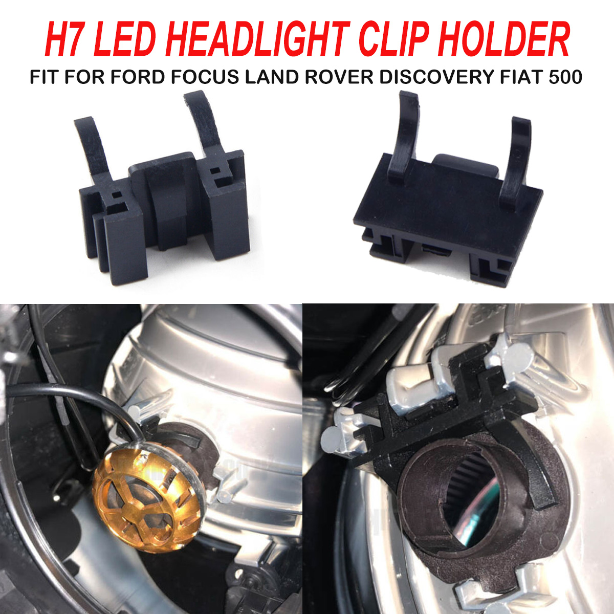 2x H7 pour FIAT 500 Low Beam HID Phare Kit de Conversion Ampoule titulaires Adaptateurs