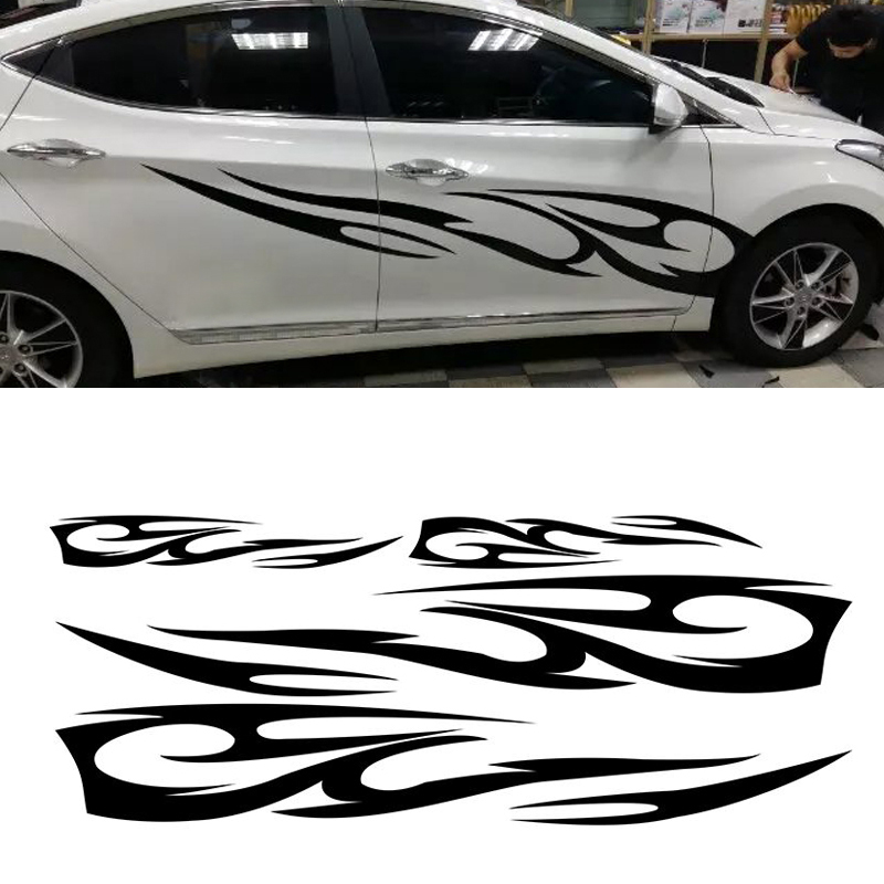 180cm Universal Car Decal Vinyl Flame Graphics Side Decal Body Hood ...