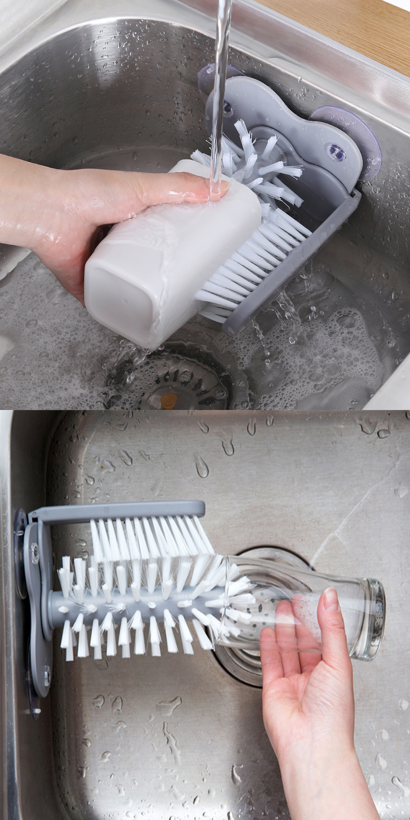 Sink Bottle Suction Glass Brush Washer Detachable Rotate Durable Home Kitchen eBay
