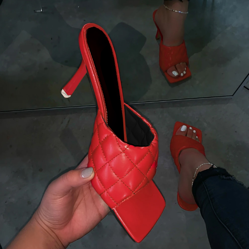 square toe slip on heels