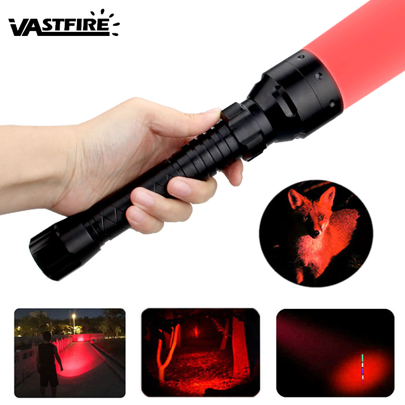 500 Yards Zoomable Focus Flashlight Lens 55mm Red LED Hunting Torch