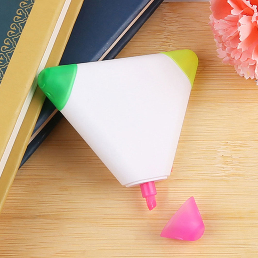 Triple Colour - 3-in-1 Triangle Novelty Highlighter Pen.Neon Colour